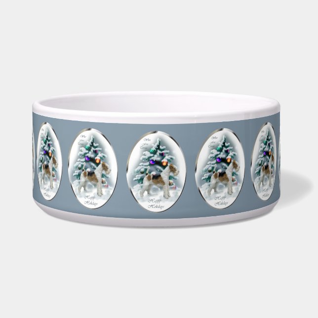 Wire Fox Terrier Christmas Dog Bowl (Front)