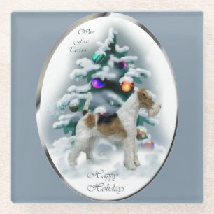 Wire Fox Terrier Christmas Gifts  Glass Coaster