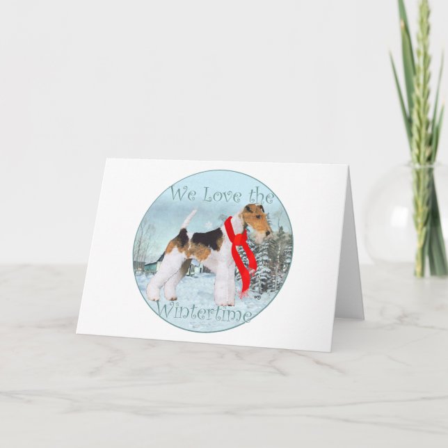 Wire Fox Terrier Christmas Holiday Card (Front)