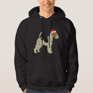 Wire Fox Terrier Christmas Lights Santa Hat Dog Xm Hoodie