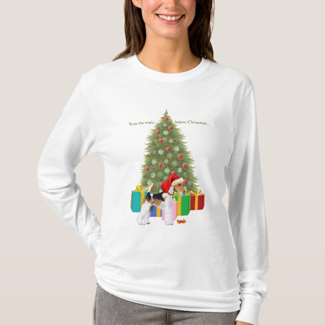 Wire Fox Terrier Christmas T-Shirt (Front)