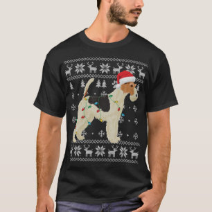 Wire Fox Terrier Christmas Ugly Lights Santa Hat D T-Shirt