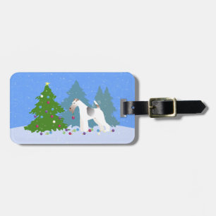 Wire Fox Terrier Decorating Christmas Tree -Forest Luggage Tag