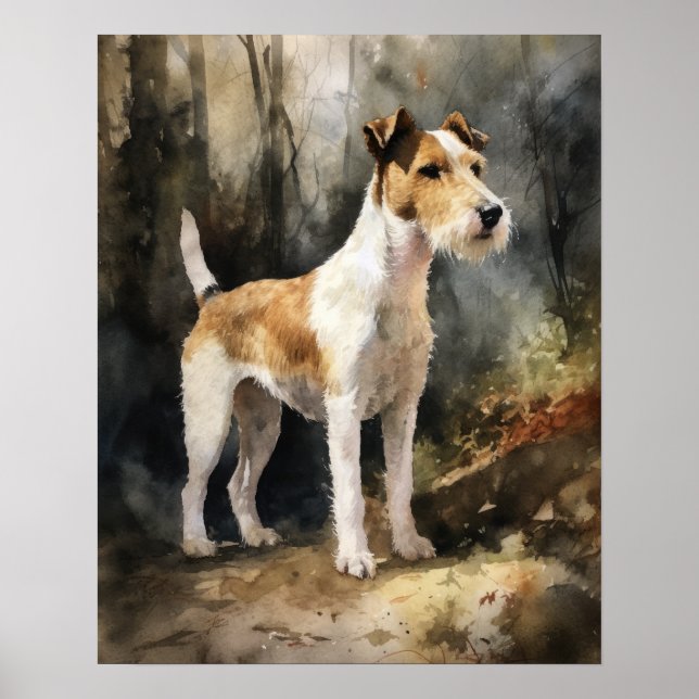 Wire Fox Terrier Dog Art Print Poster (Front)