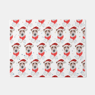 Wire Fox Terrier Dog Breed Christmas Stars Doormat