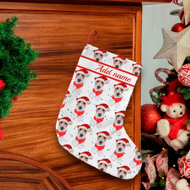 Wire Fox Terrier Dog Breed Christmas Stars Small Christmas Stocking (Creator Uploaded)