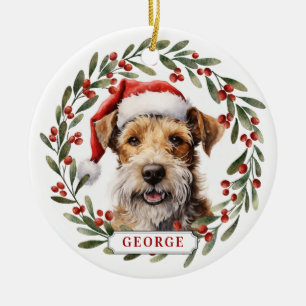 Wire Fox Terrier Dog Ceramic Circle Ornament