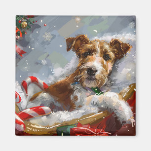 Wire Fox Terrier Dog Christmas Festive Magnet
