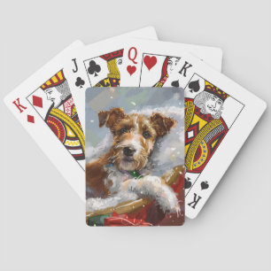 Wire Fox Terrier Dog Christmas Festive Playing Cards