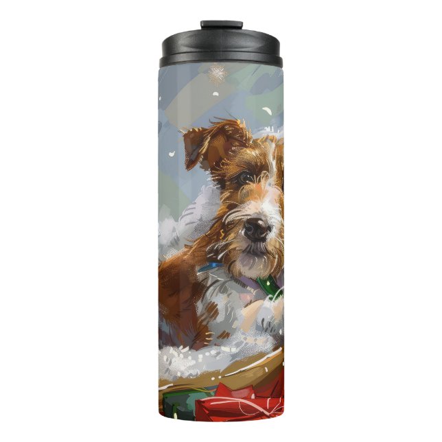Wire Fox Terrier Dog Christmas Festive  Thermal Tumbler (Front)