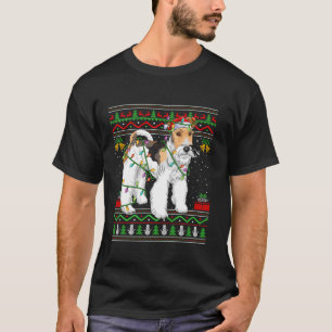 Wire Fox Terrier Dog Christmas Lights Santa Ugly X T-Shirt