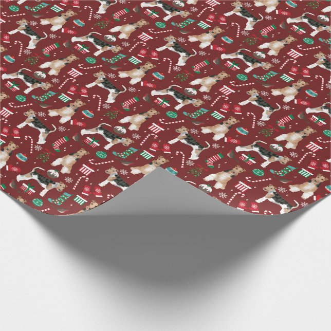 Wire Fox Terrier Dog Christmas Wrapping Paper (Corner)