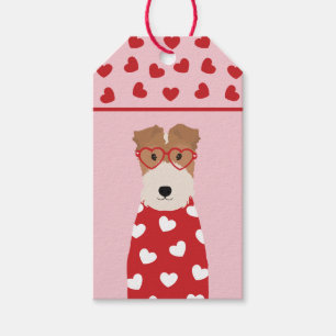 Wire Fox Terrier Dog Glasses Heart Pattern  Gift Tags