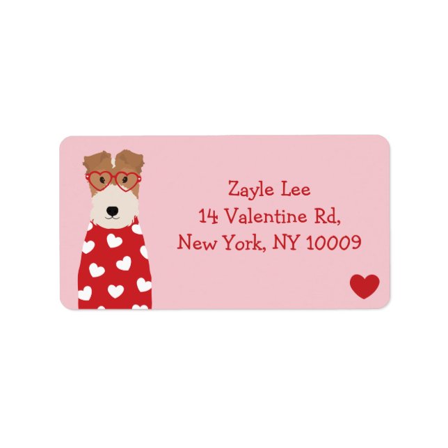 Wire Fox Terrier Dog Glasses Heart Pattern  Label (Front)