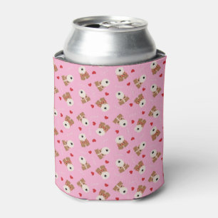 Wire Fox Terrier Dog Heart Glasses Pattern Pink Can Cooler