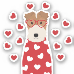 Wire Fox Terrier Dog Heart Glasses Pink