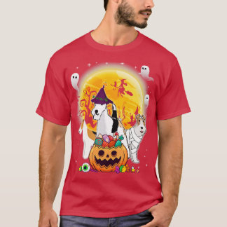Wire Fox Terrier Dog Mummy Witch Moon Ghosts Happy T-Shirt