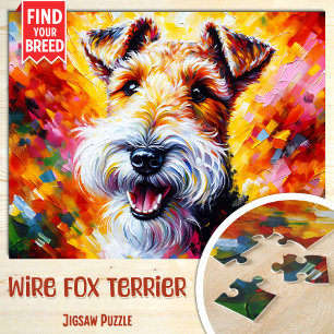 Wire Fox Terrier Dog Portrait Acrylic Art Print Jigsaw Puzzle