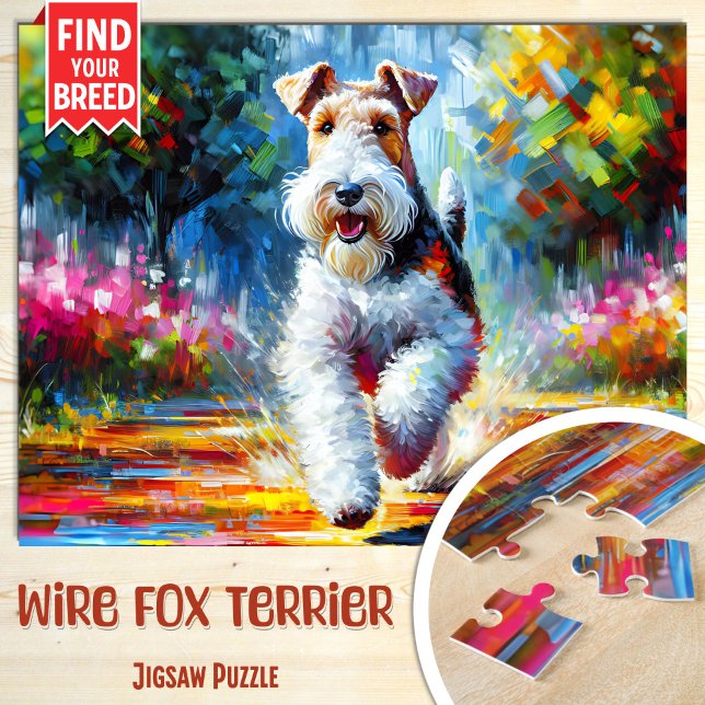 Wire Fox Terrier Dog Portrait Acrylic Art Print Jigsaw Puzzle (Creator Uploaded)