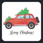 Wire Fox Terrier Driving a Christmas Car Square Sticker<br><div class="desc">This silhouette side view can also represent: Soft Coated Wheaten Terrier, Wire Hair Fox Terrier, Wirehaired Terrier, Wirehaired Fox Terrier, Fox Terrier Wire Coat, Wire Fox Terrier, Foxie, Wire, Airedale, Red Daredevil, King of Terriers, Irish Terrier, Lakeland Terrier, Kerry Blue Terrier, Laekenois, Dutch Terrier, Smoushond, Ratter, Hollandse, Irish Red Terrier,...</div>