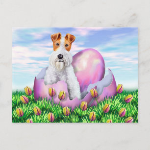 Wire Fox Terrier Easter Holiday Postcard