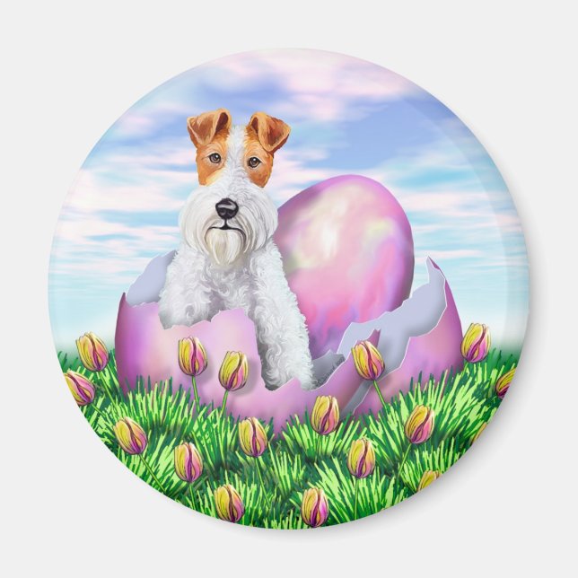 Wire Fox Terrier Easter Magnet (Front)