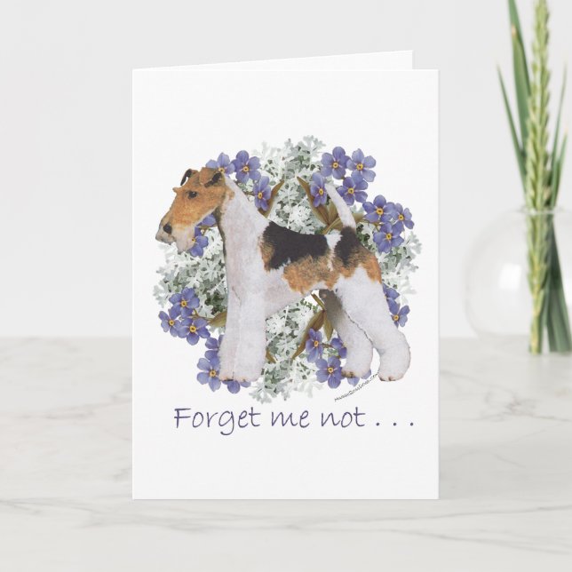 Wire Fox Terrier Forget-Me-Not Card (Front)