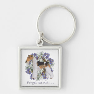 Wire Fox Terrier Forget-Me-Not Key Ring