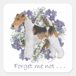 Wire Fox Terrier Forget-Me-Not Square Sticker