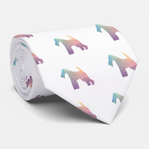 Wire Fox Terrier Geometric Pattern Silhouette Tie