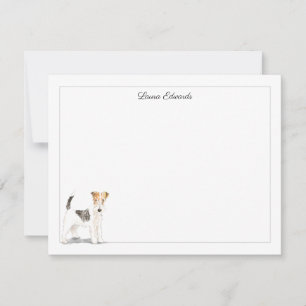 Wire Fox Terrier Gray Border Personalized Card