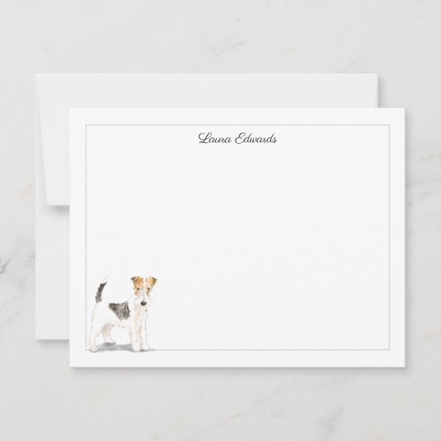 Wire Fox Terrier Gray Border Personalized Card (Front)