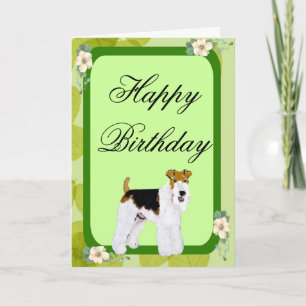 Wire Fox Terrier - Green Leaves Design Card