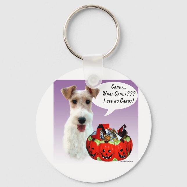 Wire Fox Terrier Halloween Candy Key Ring (Front)