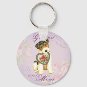 Wire Fox Terrier Heart Mum Key Ring