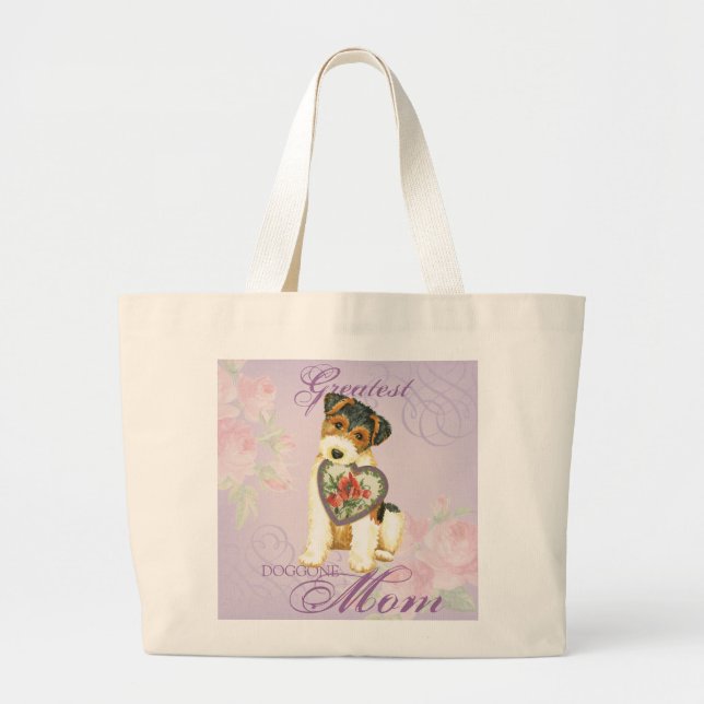 Wire Fox Terrier Heart Mum Large Tote Bag (Front)