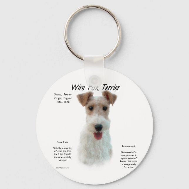 Wire Fox Terrier History Design Key Ring (Front)