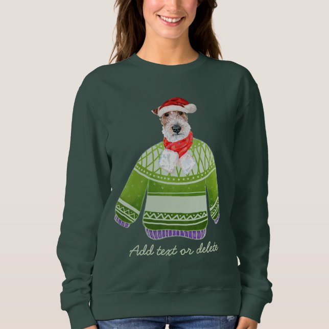 Wire Fox Terrier Holiday Ugly Christmas Dog Mum Sweatshirt (Front)