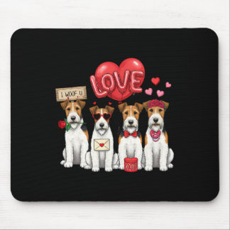 Wire Fox Terrier I Woof You Bow Sungles Heart Vale Mouse Mat