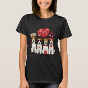 Wire Fox Terrier I Woof You Bow Sungles Heart Vale T-Shirt