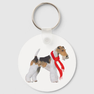 Wire Fox Terrier in a Scarf Key Ring