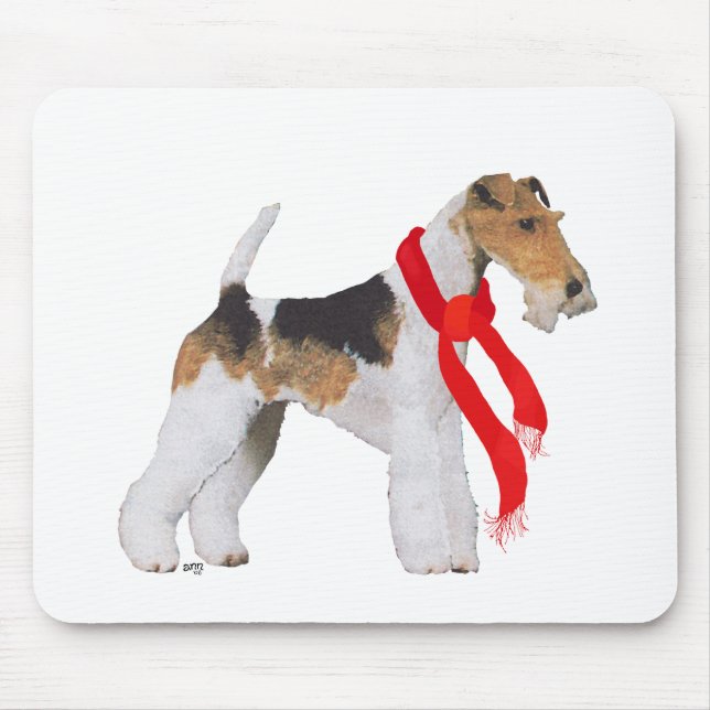 Wire Fox Terrier in a Scarf Mouse Mat (Front)
