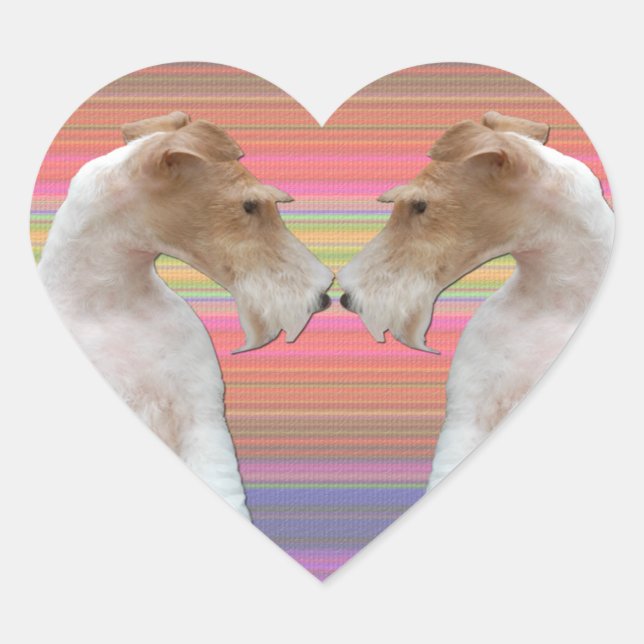 Wire Fox Terrier in Love Heart Sticker (Front)
