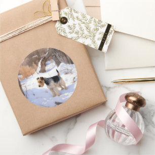 Wire Fox Terrier Let It Snow Christmas  Classic Round Sticker