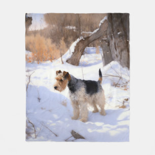 Wire Fox Terrier Let It Snow Christmas  Fleece Blanket