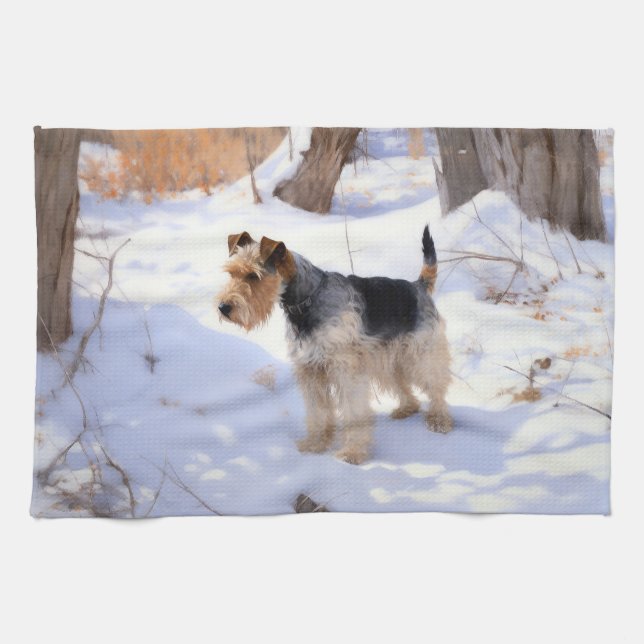 Wire Fox Terrier Let It Snow Christmas  Tea Towel (Horizontal)