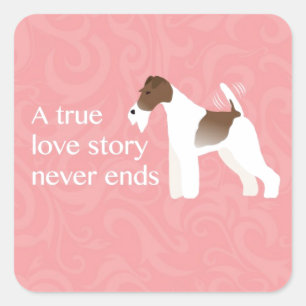 Wire Fox Terrier Minimalist Silhouette Design Square Sticker