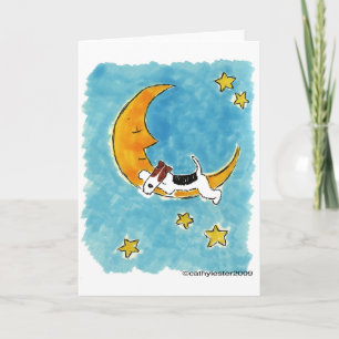Wire fox terrier on the moon card