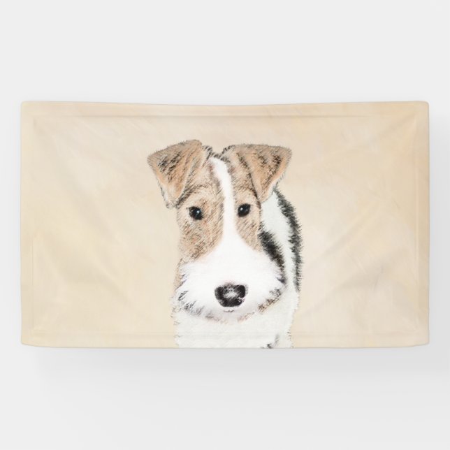 Wire Fox Terrier Painting - Cute Original Dog Art Banner (Horizontal)
