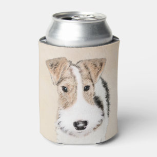 Wire Fox Terrier Painting - Cute Original Dog Art Can Cooler